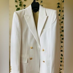 ASOS DESIGN wedding blazer with gold buttons in white